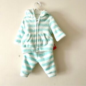 Joe Fresh Baby Boy Two Piece Fleece Set Size 0 - 3 Mnths NWT Colour Blue/White